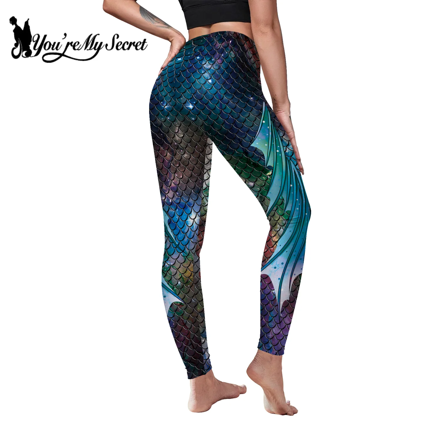 [You're My Secret] Women Leggings Mermaid Pattern Pants 3D Printing Trousers Casual Comfortable Skinny Pants Spring Wear