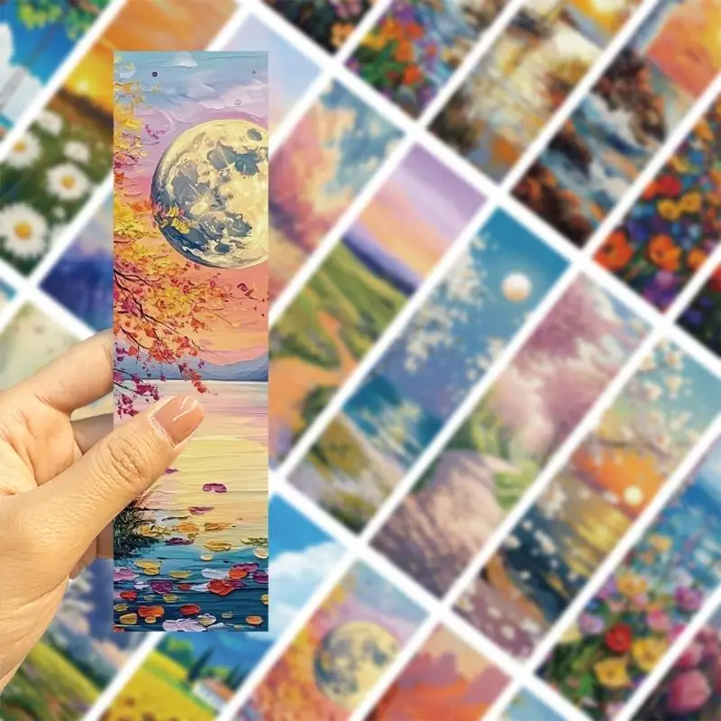 

96GE Pack of 30 Scenic Art Themed Bookmarks Paper Book Page Divider for Book Lover Writer Reader Teacher Reading Accessories