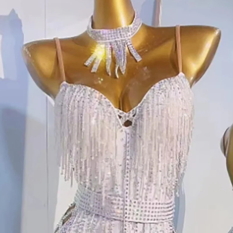 

Latin Dance Professional Dress, High-end Custom Full Diamond Suspender Design, Samba Standard Stage Professional Clothing