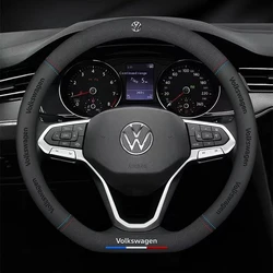 Car Anti-Slip Suede Steering Wheel Cover For Volkswagen Passat B7 B8 Golf 5 GTI Beetle Tiguan Touareg Polo T-ROC T-Cross Magotan