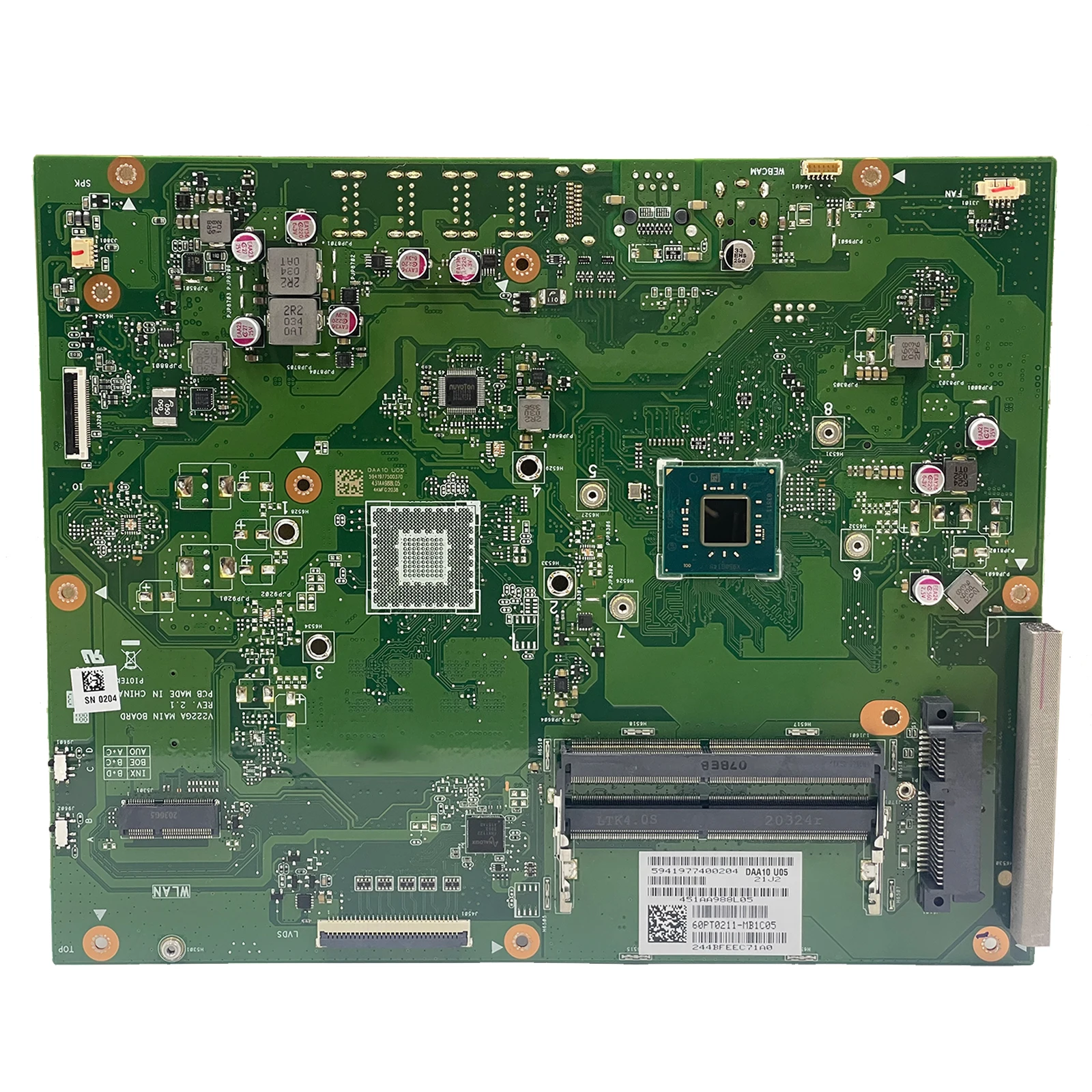 Motherboard Notebook V222GA untuk Laptop ASUS AIO Mainboard dengan CPU J4005 J5005 DDR4 100% diuji sepenuhnya OK