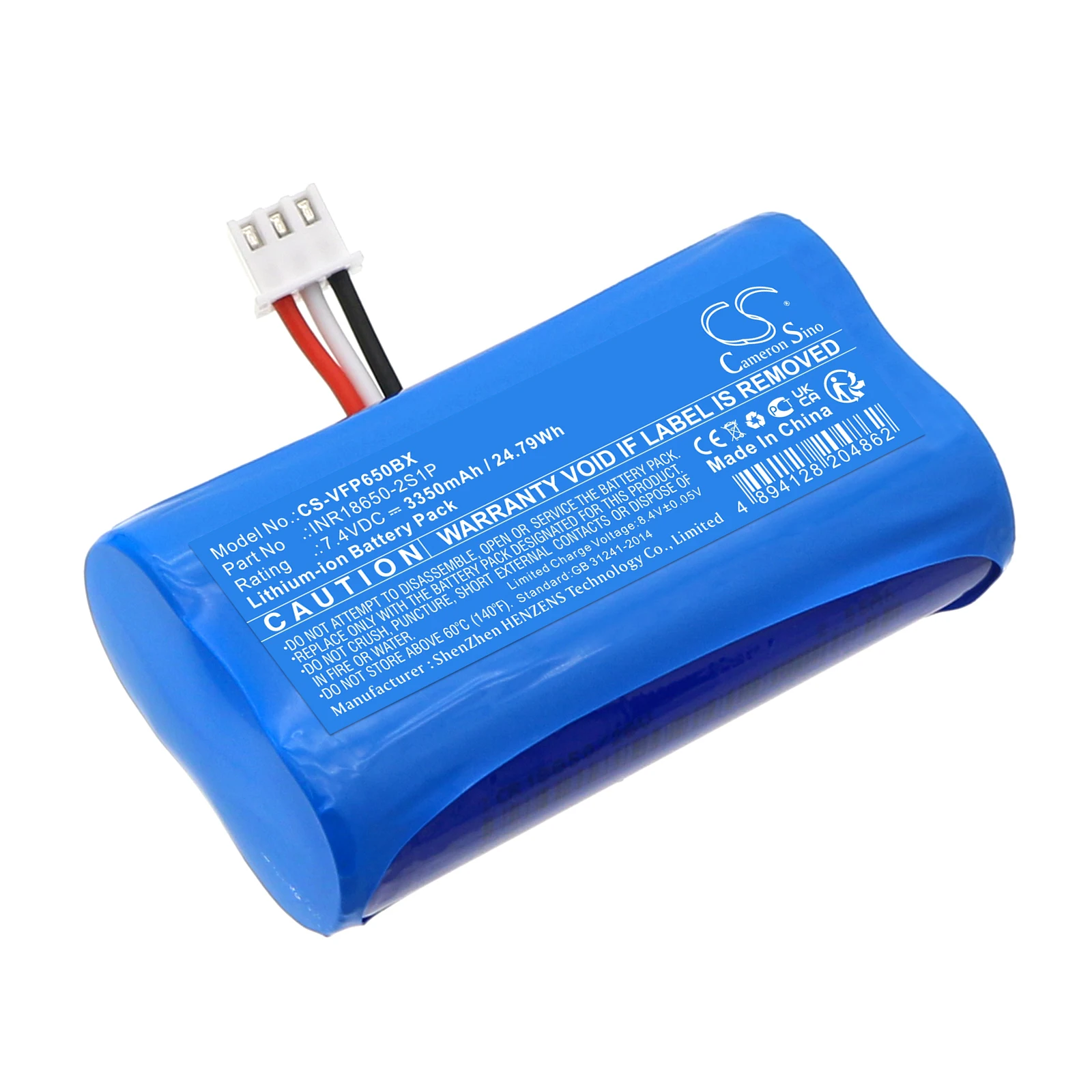 CS Replacement Battery For VeriFone T650p INR18650-2S1P,INR18650-2S1P 3350mAh / 24.79Wh Payment Terminal