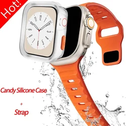 Candy Silicone Case+Strap For Apple Watch Ultra 2 49mm Series 10 42/46mm 44/40mm 45/41mm bracelet cover for iWatch series 8 9 7