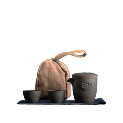 Purple Pottery Tea Set Outdoor Travel Tea Set Portable Kungfu Tea Set Teapot Small Package