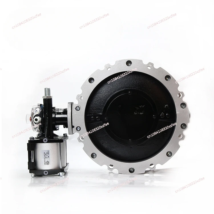 DN300 pneumatic double flange cast iron powder butterfly valve pneumatic set silo discharge disc valve