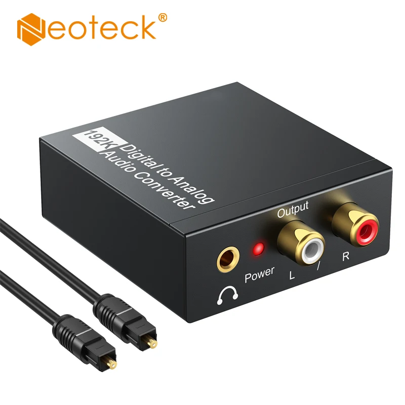 Neoteck 192kHz DAC Digital Coaxial Toslink to Analog Stereo L/R RCA 3.5mm Audio Adapter Digital Audio Decoder Stereo For Amp