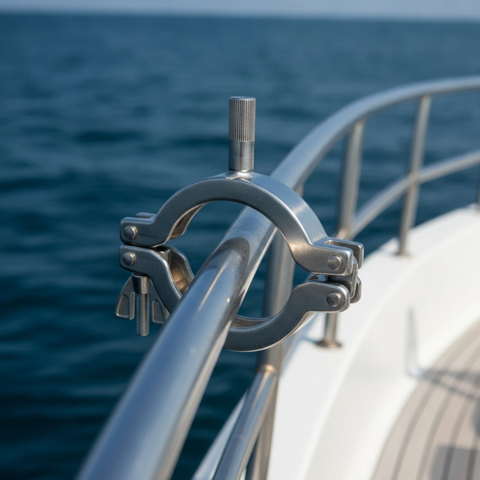 Boat Fishing Rod Holder Corrosion-Resistant Rod Holder with Clamp-on Bracket Hardware Heavy Duty Rust-Proof for Anglers, Marine