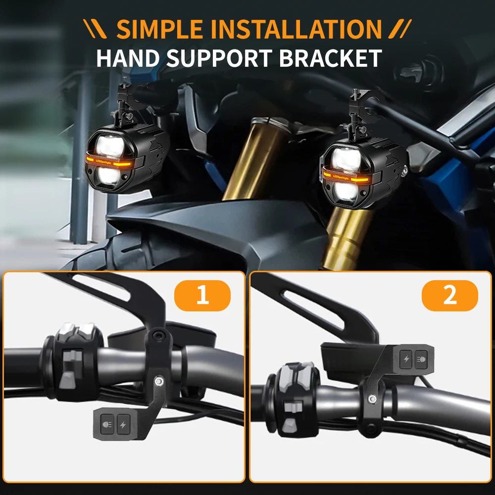 COLIGHT Focos LED de 3 pulgadas para motocicleta, scooter, moto de aventura, luz diurna ámbar, luz alta y baja, estroboscópica, con cableado, para uso todoterreno