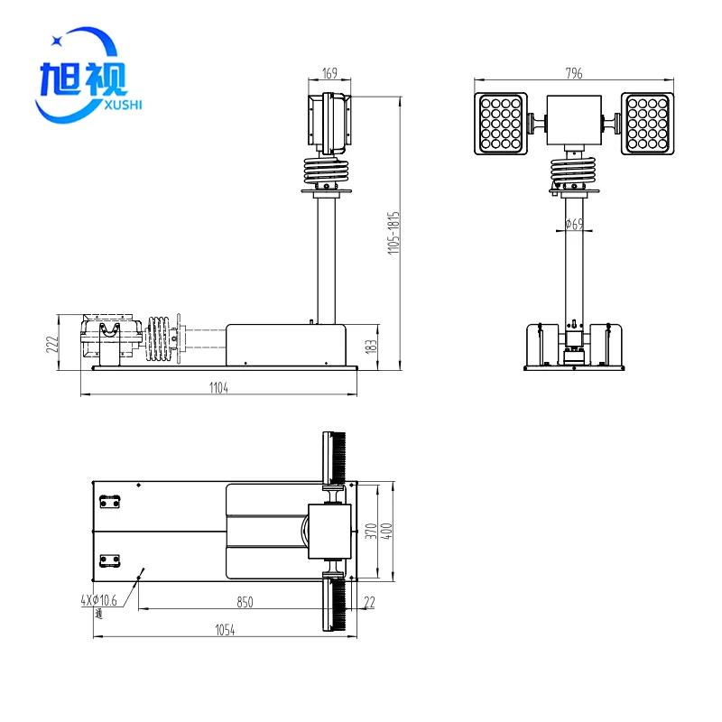 Light Mast Tower Led Light Tower Trailer 9 12meter Building Construction Fire Engine Telescopic Led Scene High Mast Monopole