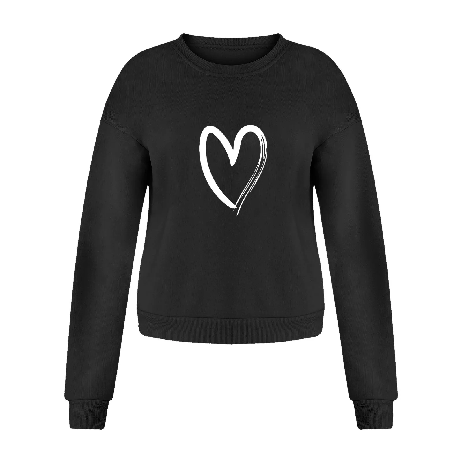 2024 New Fashion Women Hoodies Oversized Long Sleeve Heart Print Sweatshirt Pullover Blouse Autumn Sweater Clothes