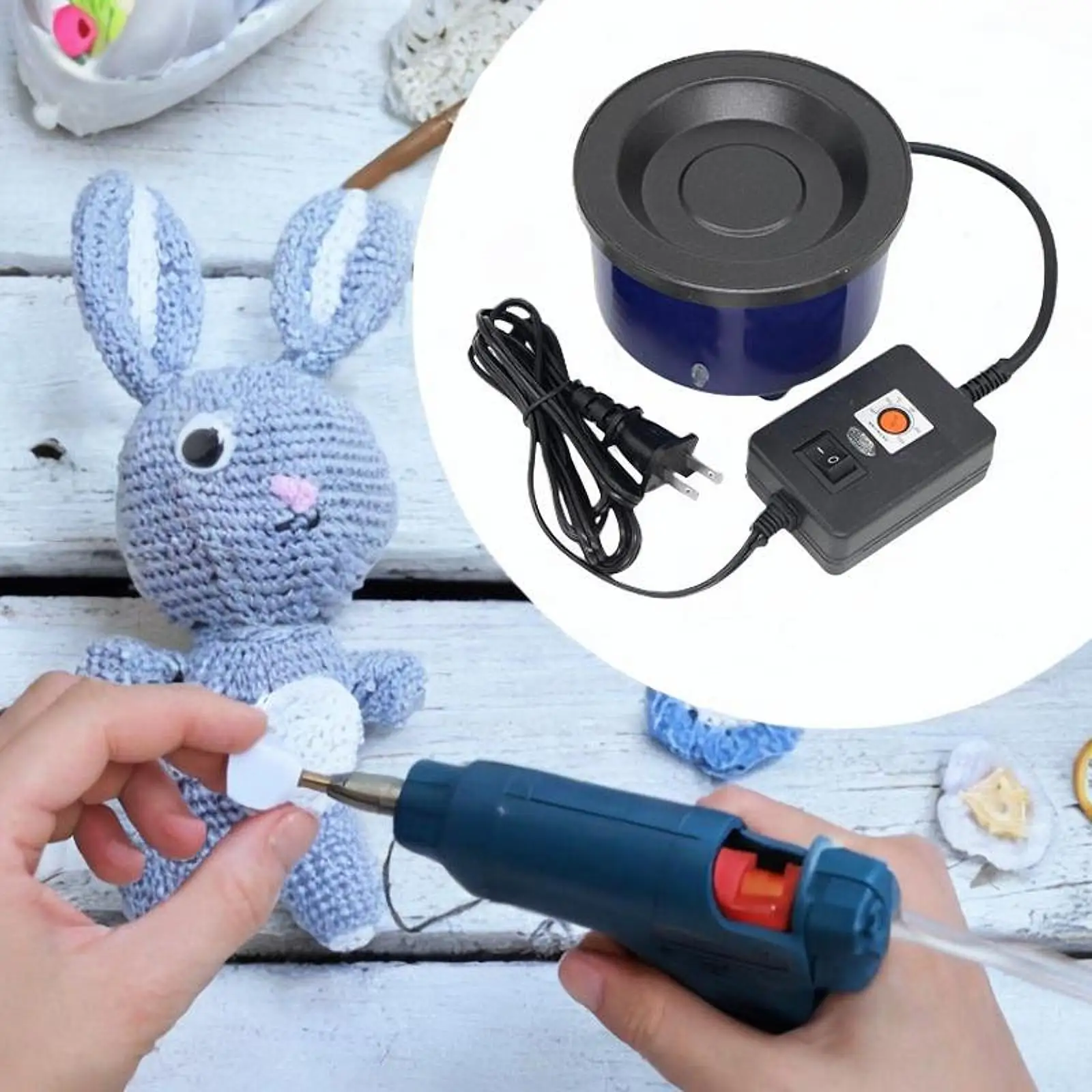 Hot Melt Glue Pot Sturdy Portable 200W Electric Adjustable Temperature Hot Glue Pot for Crafting Silk Floral Projects Dolls