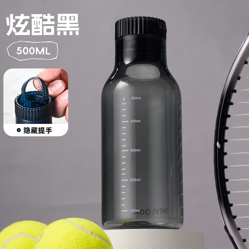 350ml/500ml Creative Hidden-loop Plastic Water Bottle Outdoor Cup with Scale Portable Leak-proof Drinking Cup Sports Drinkware
