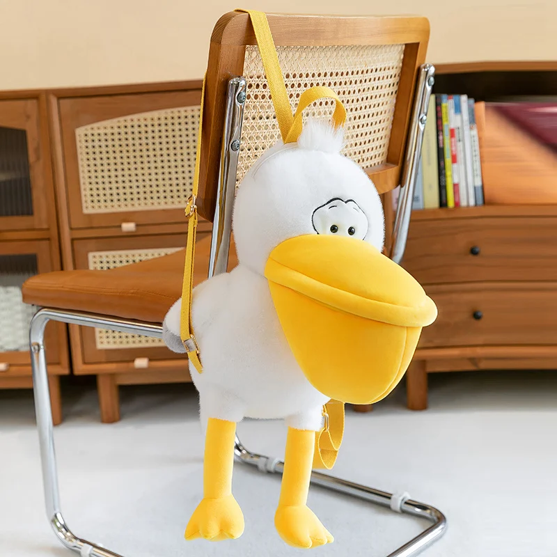 Creative Simulation 55CM Cartoon Pelican  Backpack Plush Toys Kawaii Stuffed Animal Real Life Bird Plushies Doll Kids Gift Decor