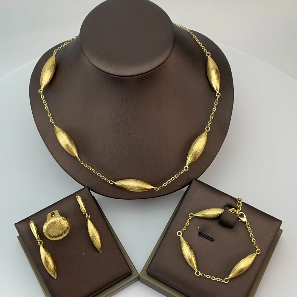 Yuminglai Dubai Gold-Plated Jewelry Set For Women Earrings Bracelet Rings Wedding Party Gifts Women's Accessories FHK29810
