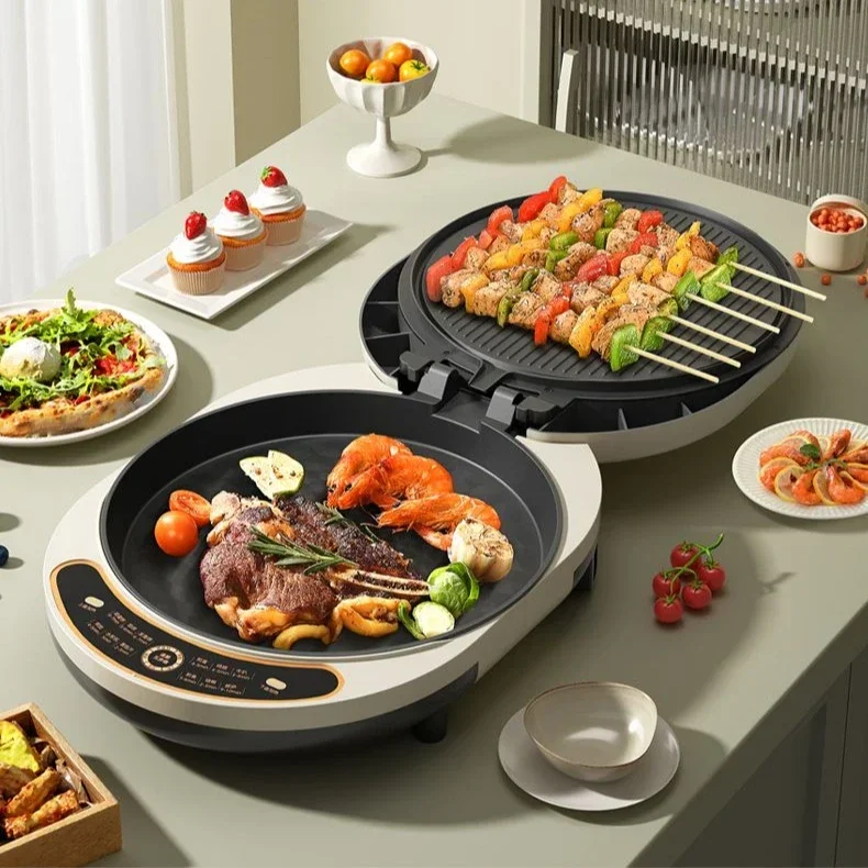 مقلاة خبز كهربائية منزلية للتدفئة على الوجهين وموسعة مع ميزة إيقاف التشغيل التلقائي لصنع البيتزا