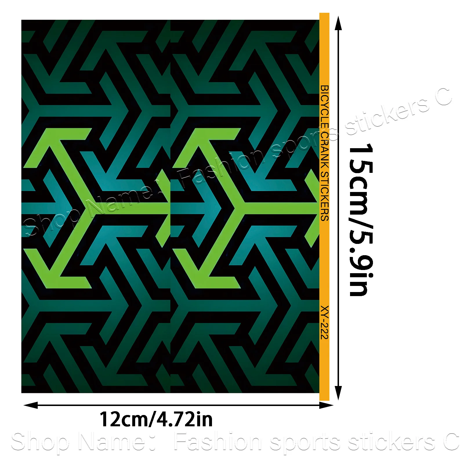 2Pcs Green Geometric Bike Crank Arm Stickers, Waterproof Scratch Resistant Vinyl Decals for Bikes