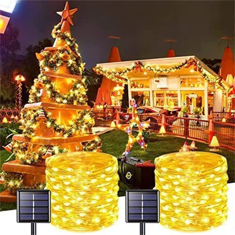 7M/12M/22M/32M LED Solar String Fairy Lights Outdoor Path Garlands Lamp Patio Waterproof Christmas Wedding Garden Street Lights