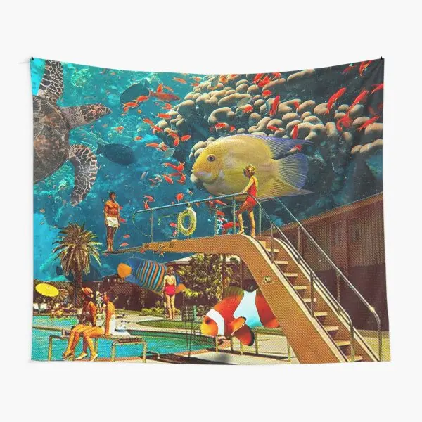 Under Water Motel  Tapestry Living Hanging Blanket Colored Mat Wall Room Decor Bedspread Home Yoga Beautiful Art Towel Bedroom