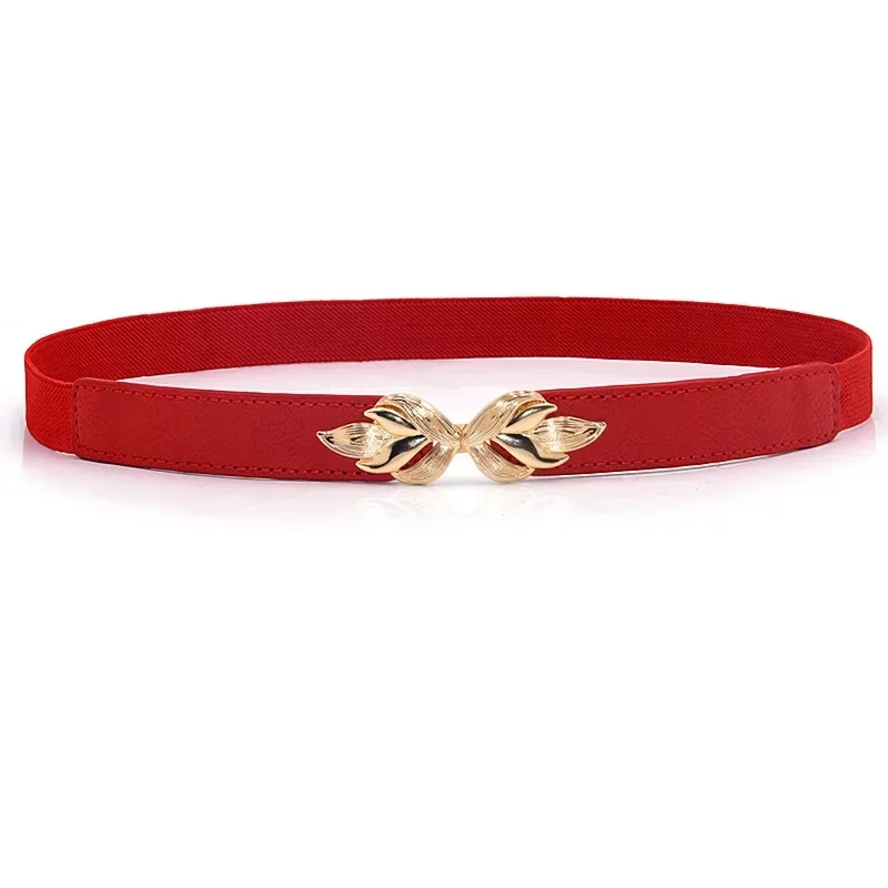 knee length dresses for ladies Women's Dress Belt with Polished Gold Buckle