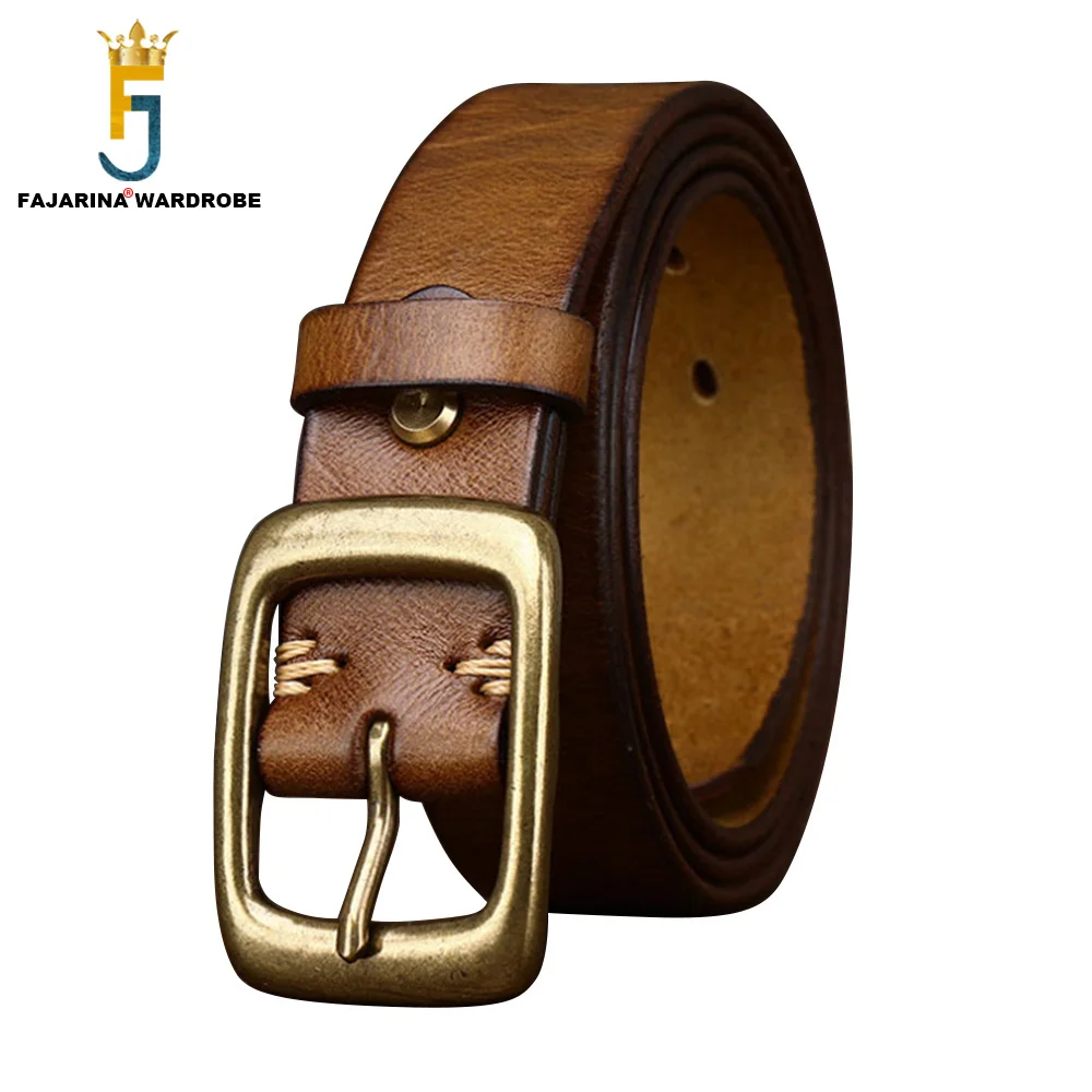 FAJARINA Top Quality Design Thickened Cowhide Leather Belt for Men 3.8cm Wide