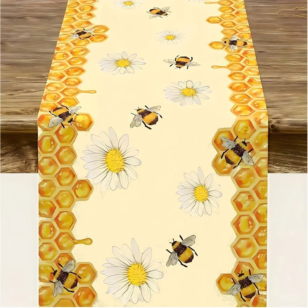Linen Table Runner White with Red Buffalo Check Border Gingerbread House Santa Reindeer Cy Canes  Festive Party Table