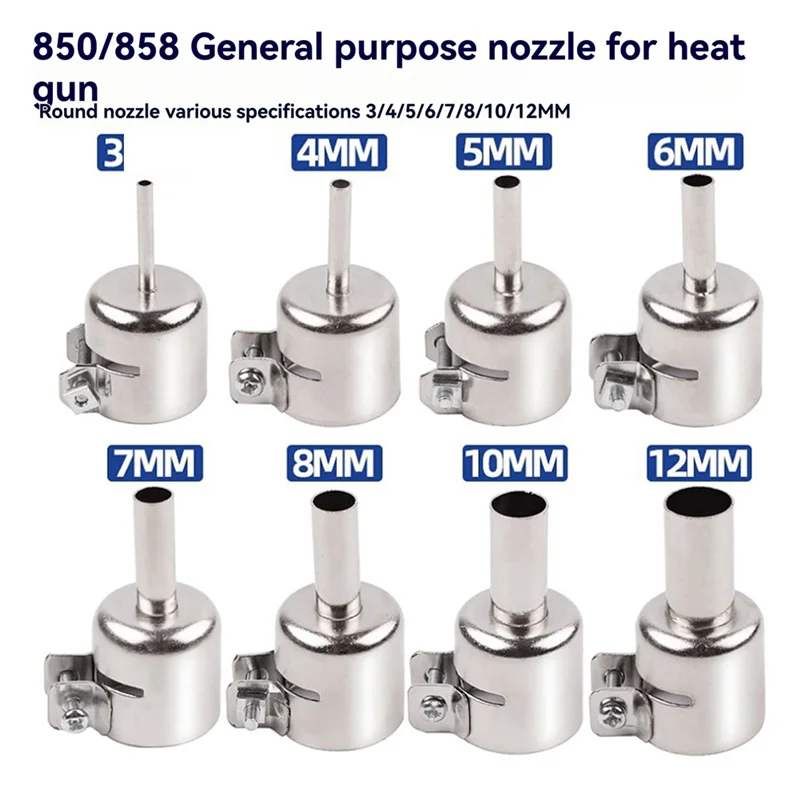 VELIF-Nosel Universal Nosel Bulat Las Solder Udara Nosel Pistol Udara Panas Nosel Udara Panas untuk 850 Nosel Udara Panas