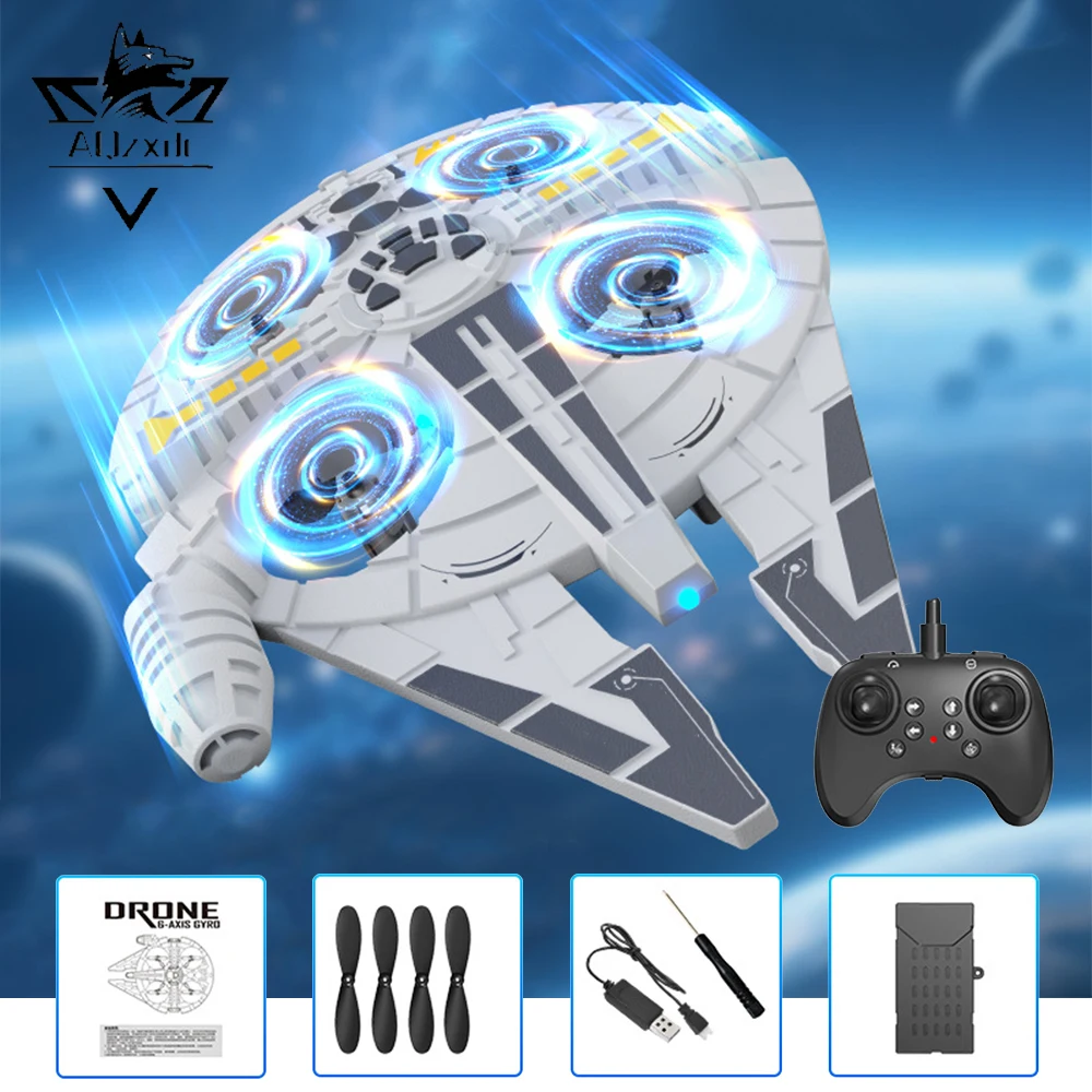 

Remote Control Quadcopter Toy Children's Hover Glider Model 360-Degree Spinning Tumbling Flying Saucer Drone Toys for Kid Gift