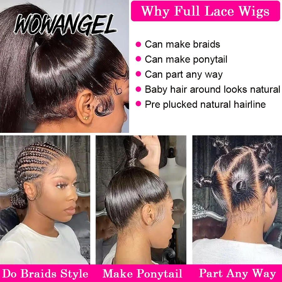 Wow Angel 26in parrucca piena del merletto pelli di fusione parrucca dei capelli umani parrucca del merletto HD Skinlike cuoio capelluto naturale 150% parrucche diritte dei capelli di Remy per la donna