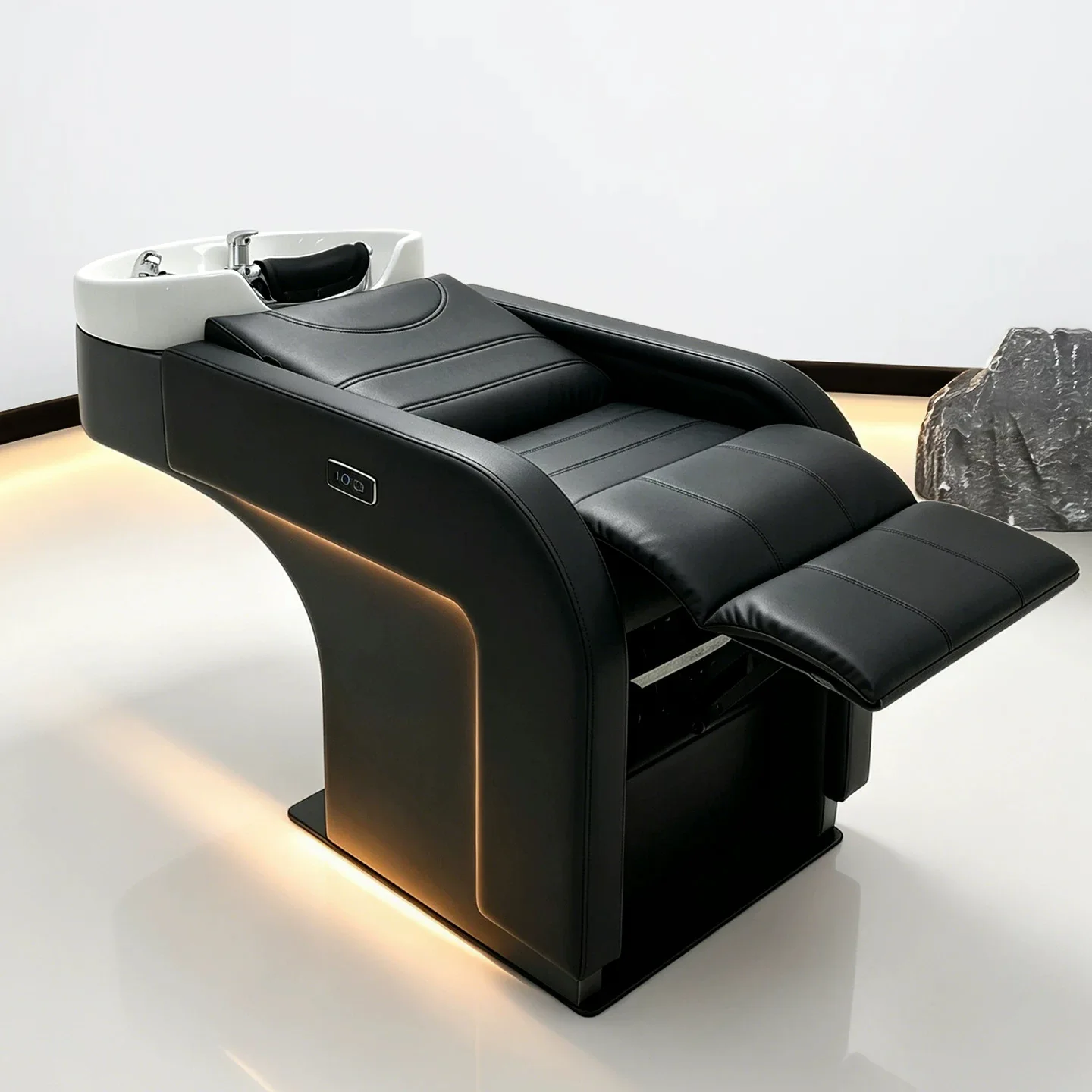 DSA light luxury barber shop electric lift shampoo bed hair salon special ceramic basin flushing bed hair salon half lying  bed