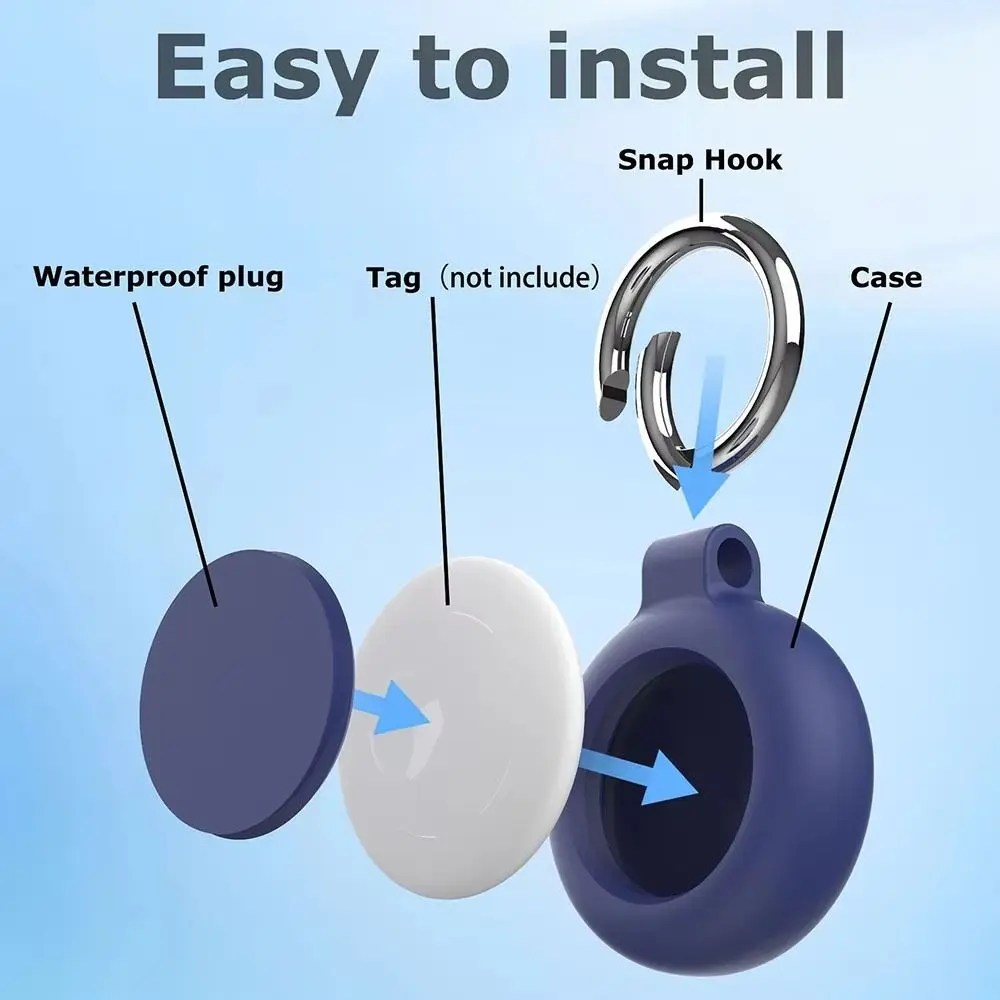 Silicone Protective Case Waterproof Anti-lost Tracker Cover Keychain Locator Holder Shell for Apple AirTag Tracker Accessories