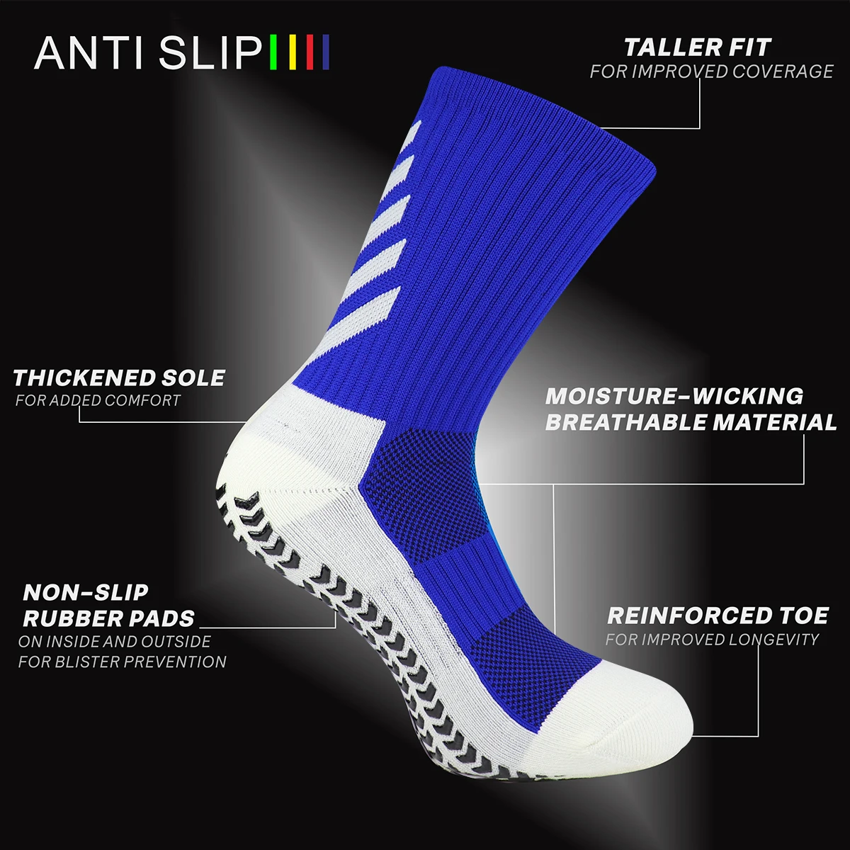 Football Socks Men Athletic Non Slip Soccer Socks Cushioned Breathable For Running Yoga Basketball Hiking Sports Grip Socks