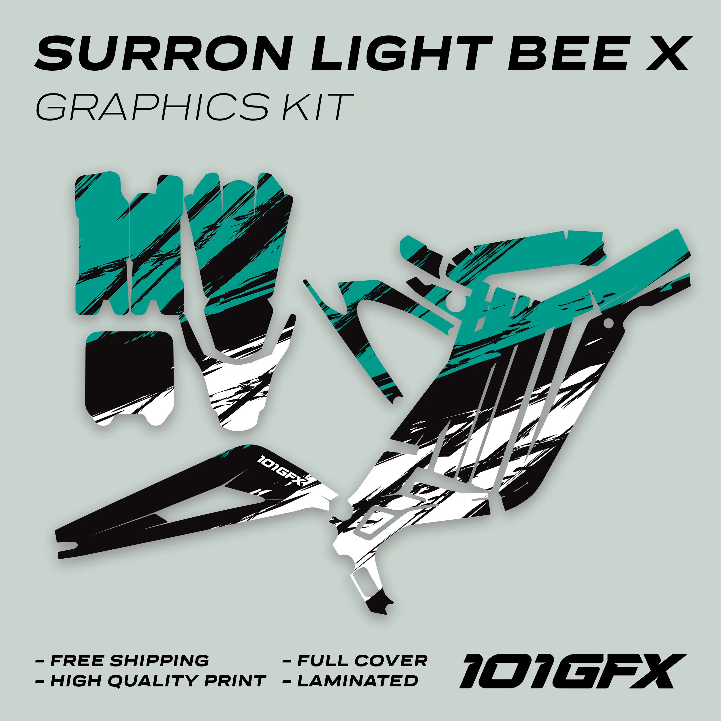 Graphics Kit SLICE BLACK MINT Stickers Grunge Scratch Style Laminated  L1E eBike Emoto For Surron Light Bee X