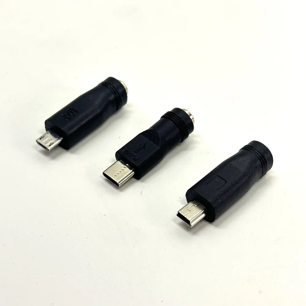 Micro USB /Type C / MINI USB Male to 5.5 x 2.1 mm DC Female Plug Power Charger Adapter DC Power Jack Converter