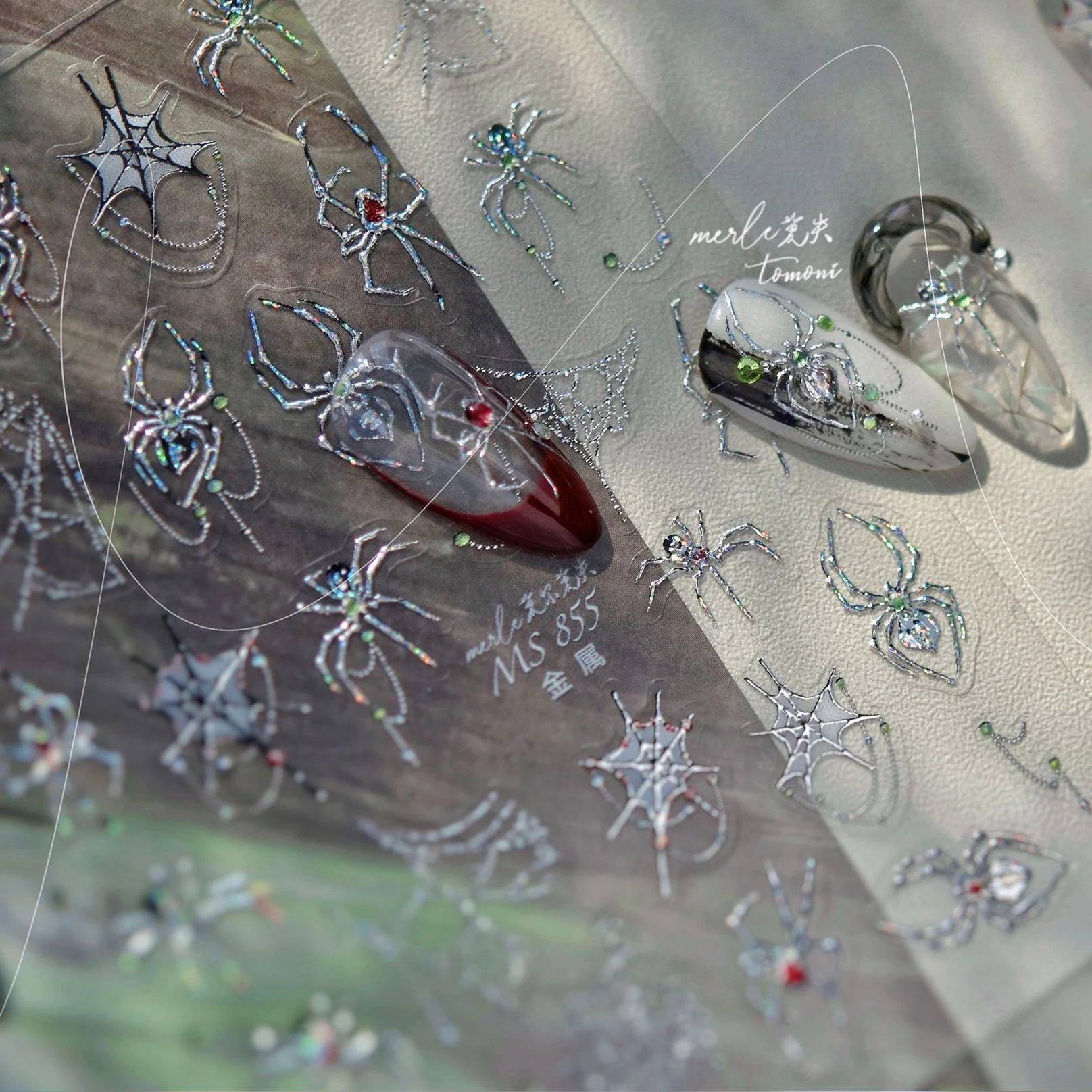 Ragnatela lavorazione metallo elementi di Halloween delicato mela fantasma zucca pipistrello ragnatela argento adesivi per nail art decalcomanie per manicure