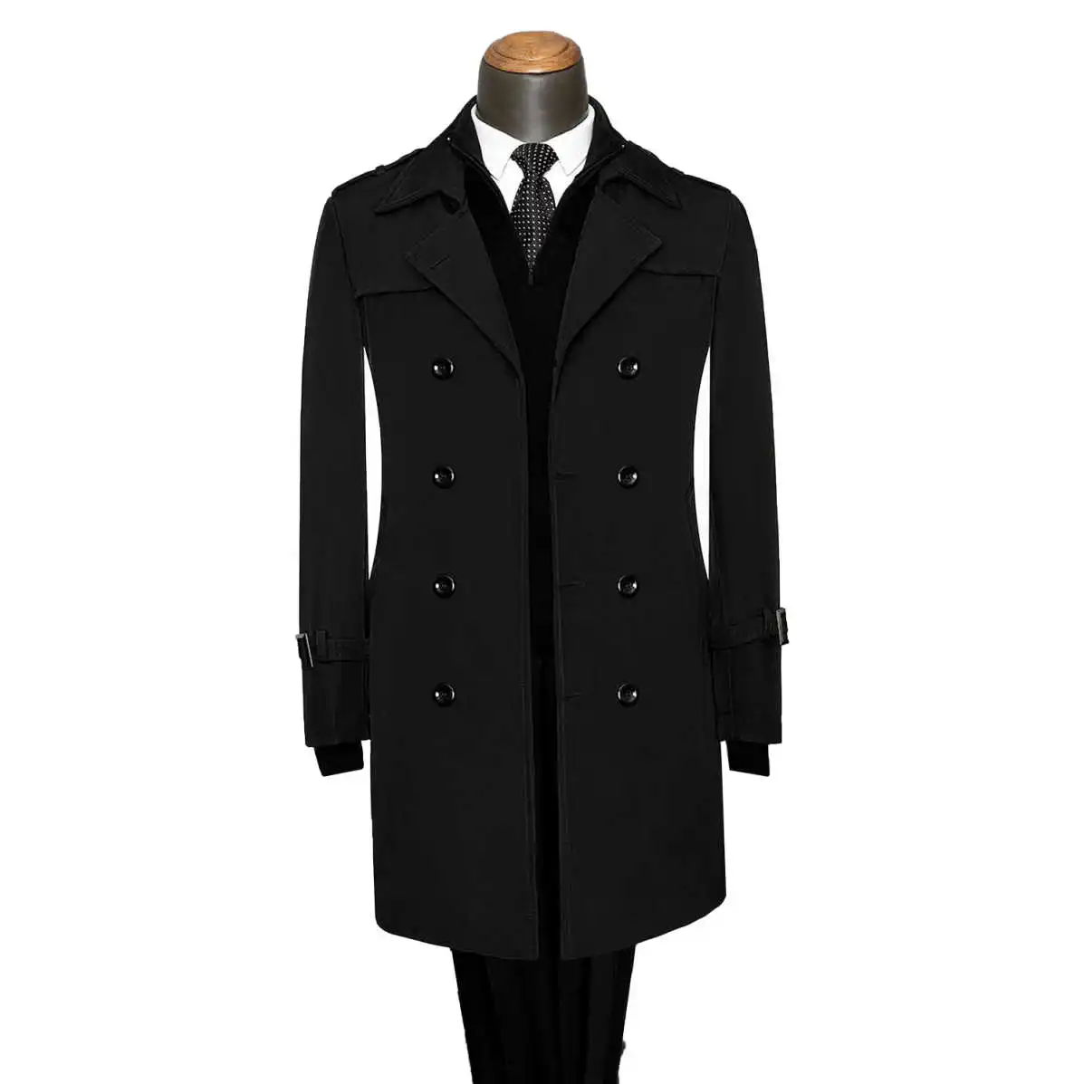 Pardessus à double boutonnage pour hommes d'affaires modernes, manteau noir, coupe couvertes, fête formelle, haut chaud d'hiver, vêtements d'extérieur personnalisés