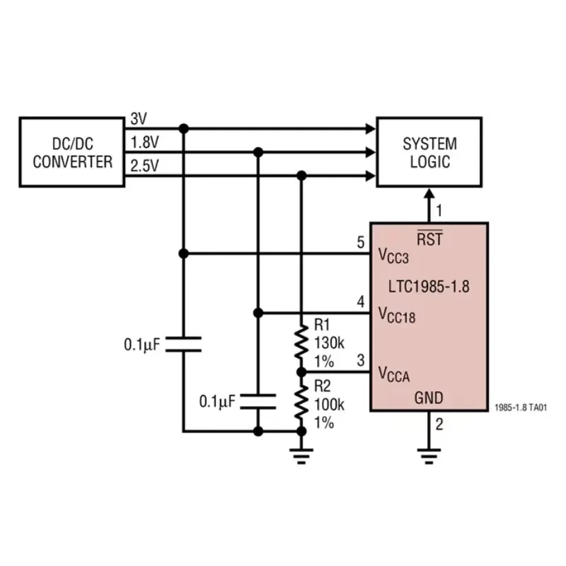 LTC1985ES5-1.8 LTC1985 - Micropower Precision Triple Supply Monitor with Push-Pull Reset Output in a 5-Lead SOT-23 Package