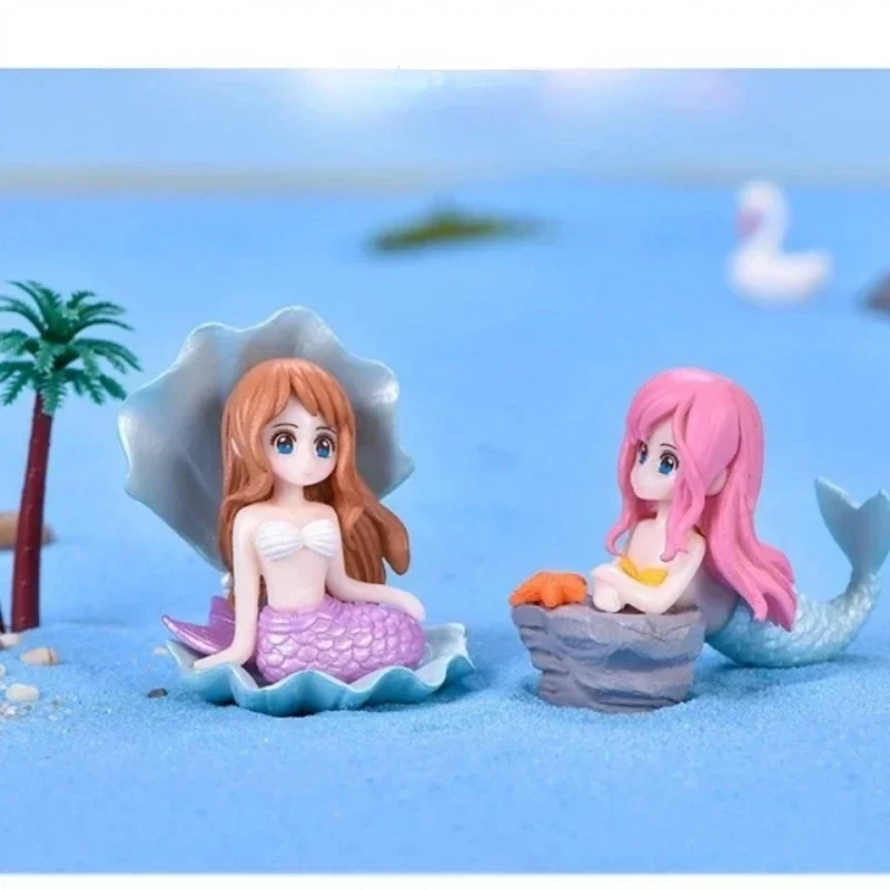 Beautiful Mermaid Aquarium Decorations Colorful Cartoon Mermaid Figurine Fish Tank Ornaments Desk Decorations