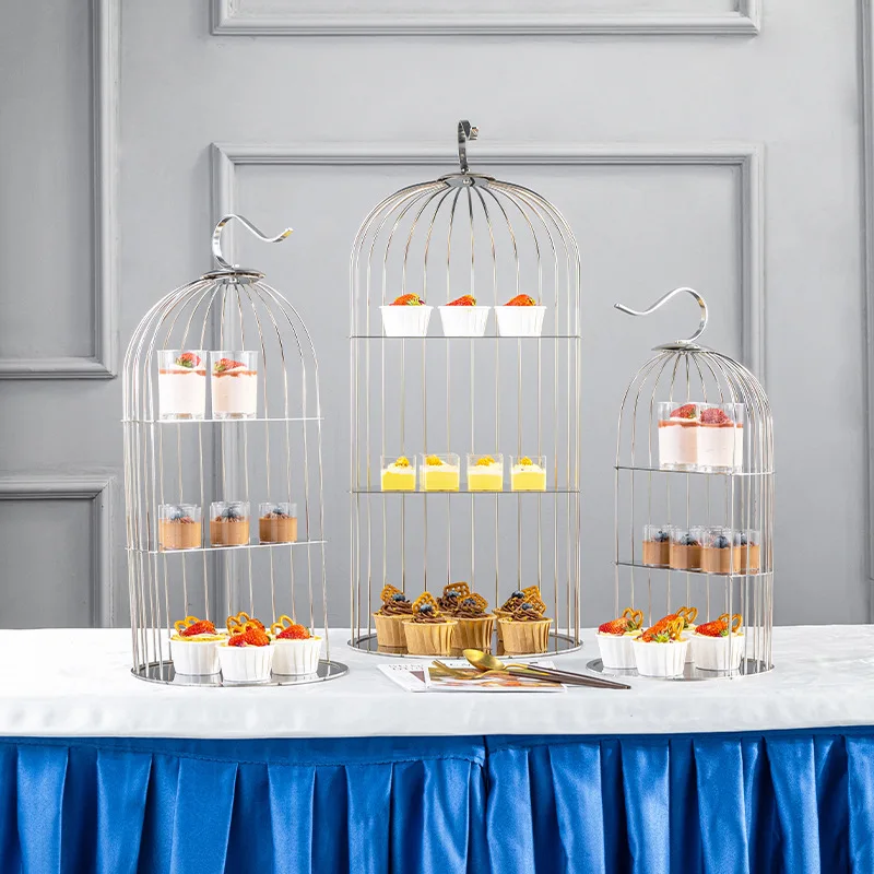 Buffet Dessert Desk Birdcage Display Rack 3rd Floor Afternoon Tea Cake Dim Sum Rack Tea Break