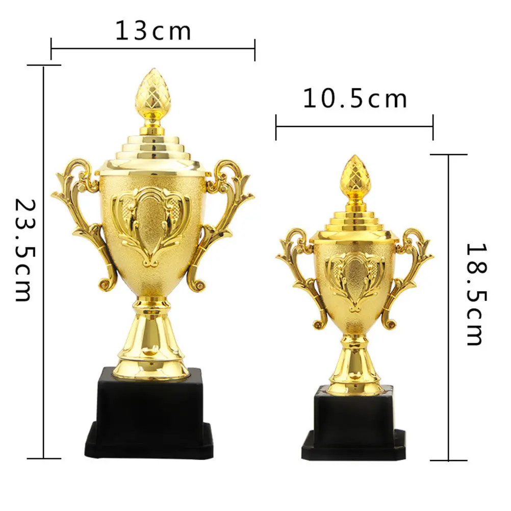 Plastic Golden Trophy 24Cm Black Base Floral Cup Award Ceremony Party Favor Classroom Competition Prize Golden Award Trophy