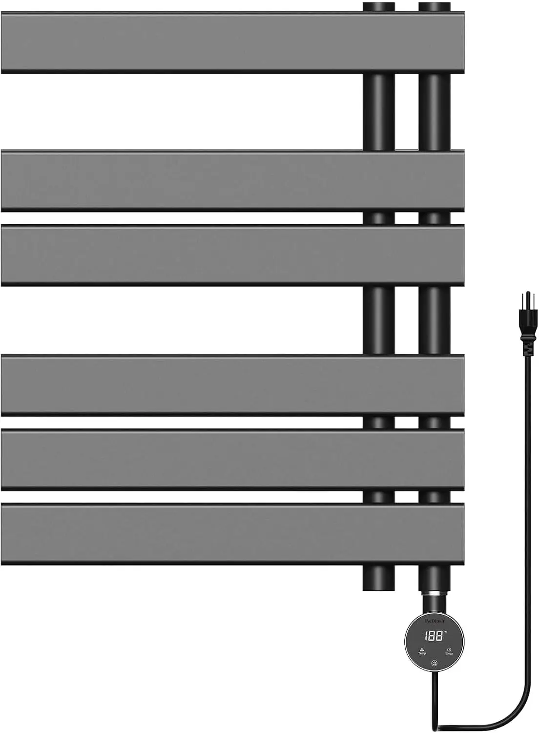 M205 Electric Towel Warmer, Black, H19.69 x W19.69 | Heated Towel Rack, No Preheat, Fast Dry, Precise Timer, Plug-in/Hardwired