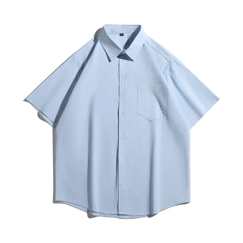 Japanese Men's Short-sleeved Summer Thin Loose Hong Kong Style I Casual Shirt Jacket Trendy