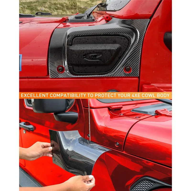 درع الجسم ABOK-Cowl، أغطية القلنسوة الخارجية، واقيات الزوايا لملحقات جيب رانجلر 4Xe 2021 2022 2023، ألياف الكربون ABS