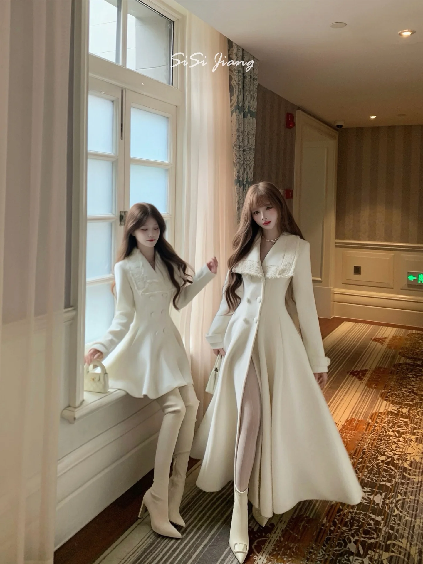 

Шерстяное пальто Sisi Jiang Ele Long с эффектом утяжки талии, элегантное, удобное для повседневной носки, на одной пуговице, цветное