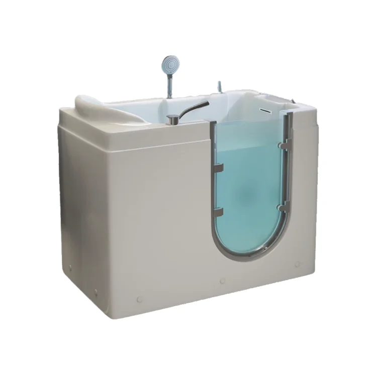 Acrylic Walk In Pet Bathtub With Transparent Door Freestanding Large Dog Bath Tub Home Outdoor Pet Grooming Spa Tub With Shower