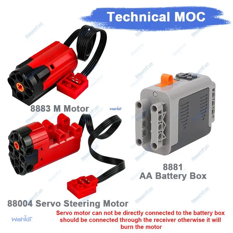 

Технический мотор-сервопривод MOC Power Functions M 8883 88004, батарейный отсек AA 8881, набор строительных блоков, совместимый со всеми брендами роботов