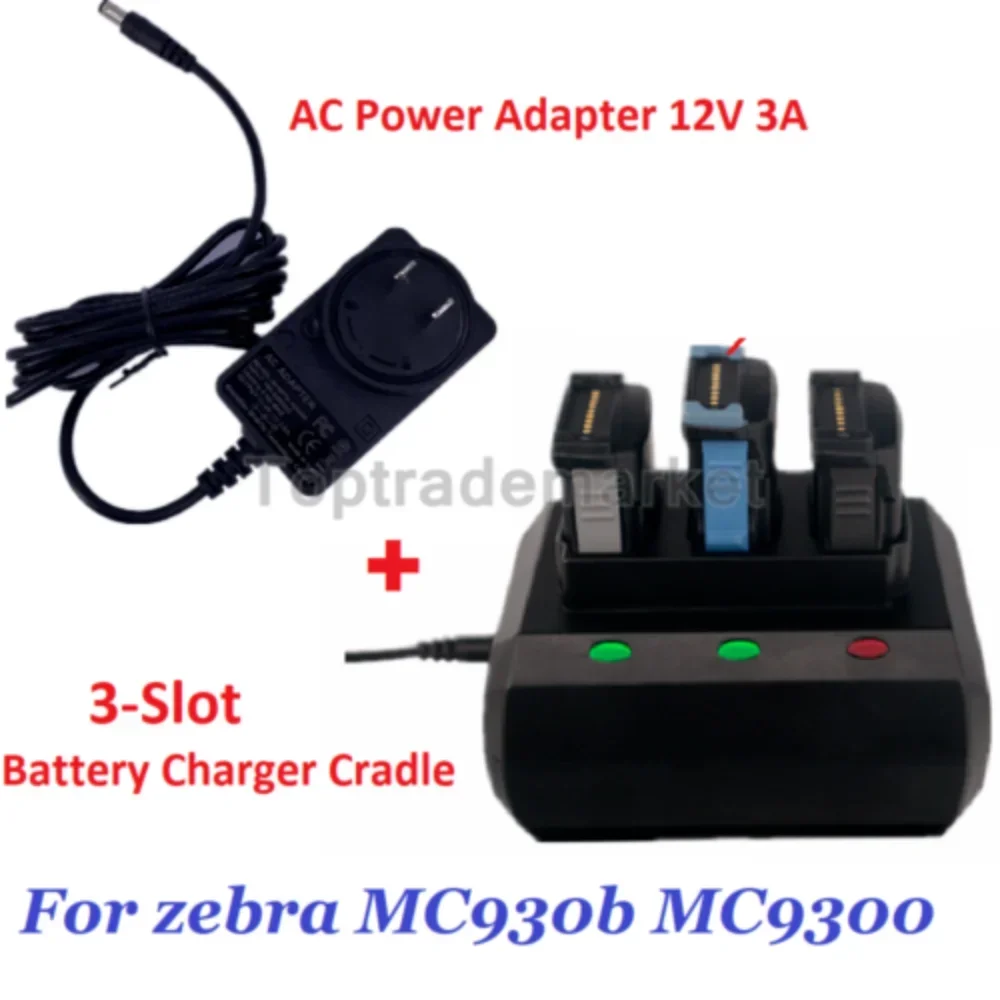 New 3-Bay Battery Charging Cradle Replacement For Zebra MC9300 MC930B W/ Adapter