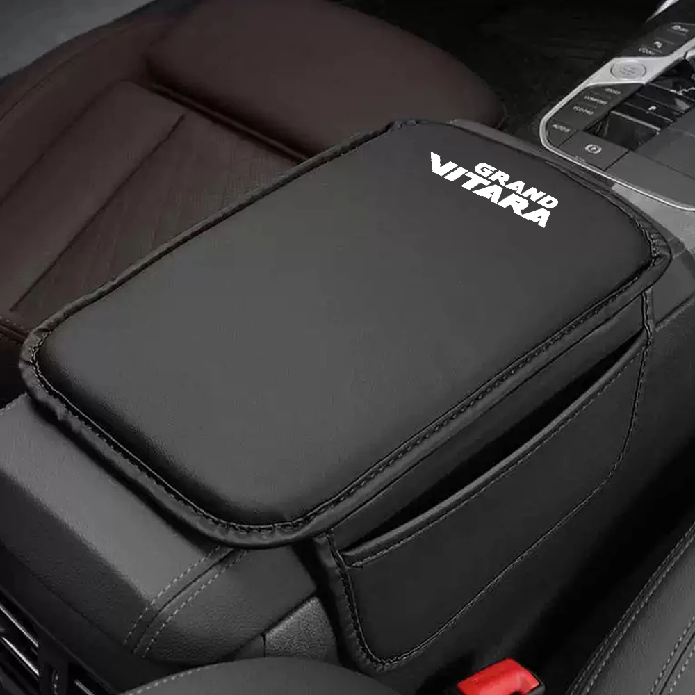 PU Leathe Center Console Heightening Comfort Armrest Pad Cover with Storage Pocket Anti Scratch For Suzuki Grand Vitara view 4