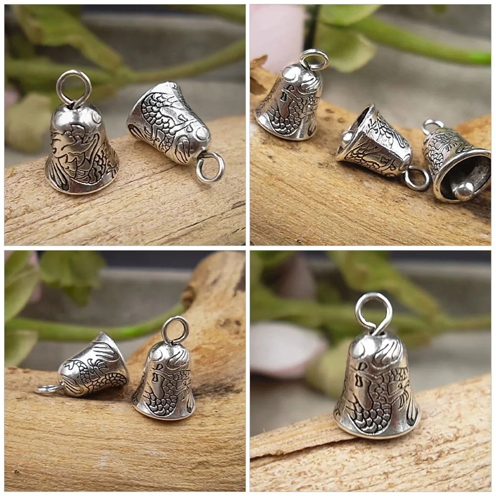 10 Pcs Bell Pendant Craft Small Bells for Bracelet Necklace Keychain Bag Charms Wind Chimes Jewelry Making Alloy Smooth