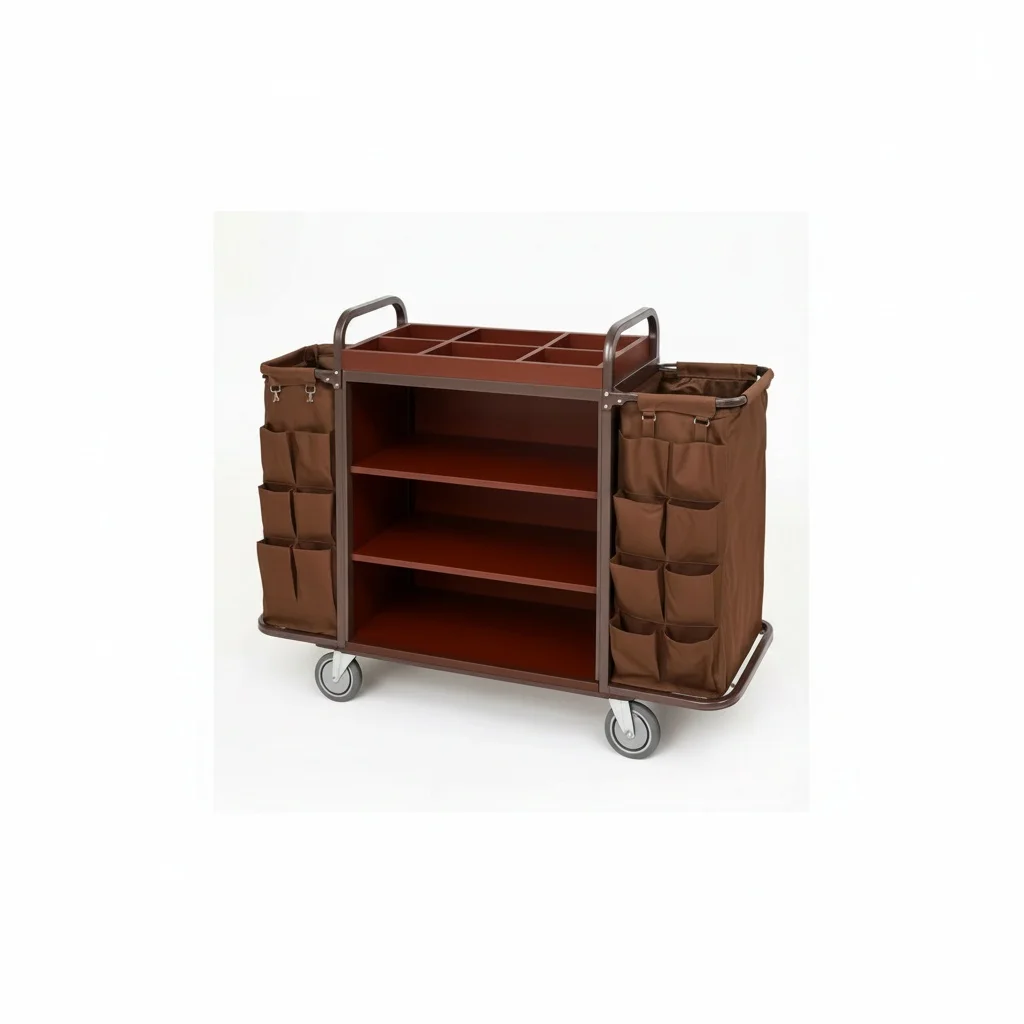 Hotel Trolley, Iron and Stainless Steel 920x570x820mm Linen Cart, Room Service Trolley, Cleaning Cart for Hospitals