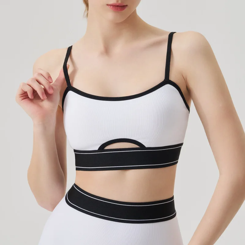 

Pinstripe Sports Bra Hollow Out Shorts Leggings Active Wear Workout Clothes for Women Two Piece Sets Women's Running Outfit 2025